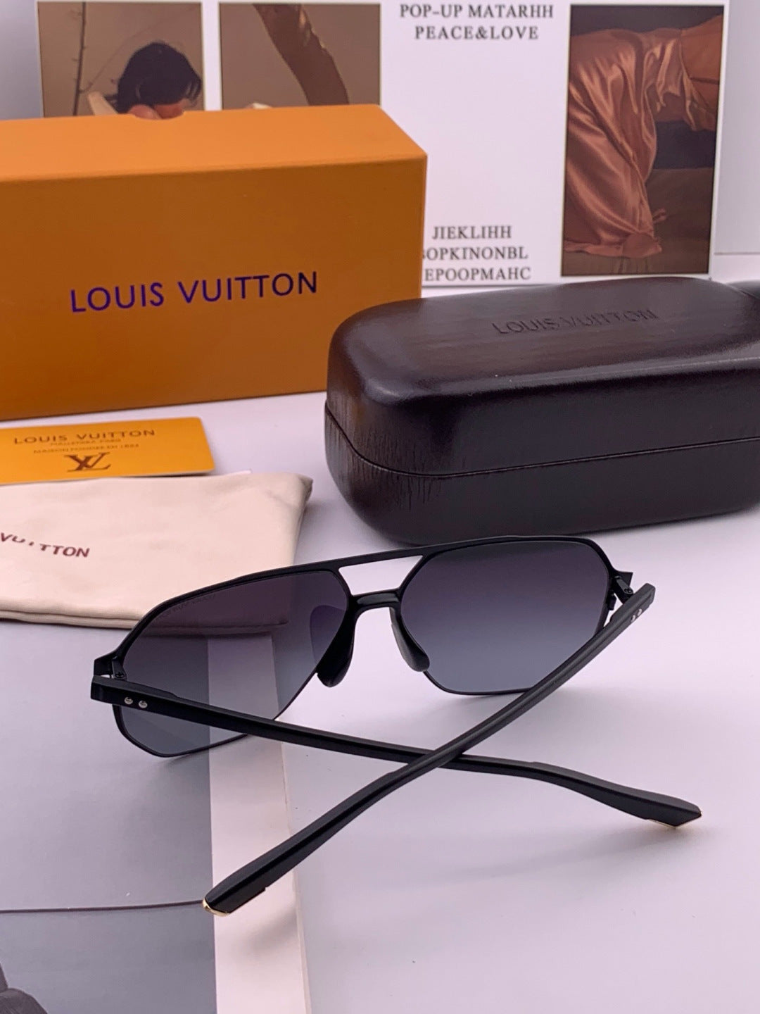Louis Vuitton L3250 Polarized Aviator Orange Lens Sunglasses for Men - 464749 - detail image 6