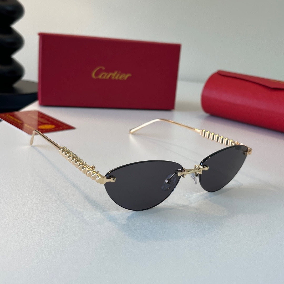 Cartier Lightweight Metal Rimless Silver Lens Sunglasses for Men & Wo - 465923