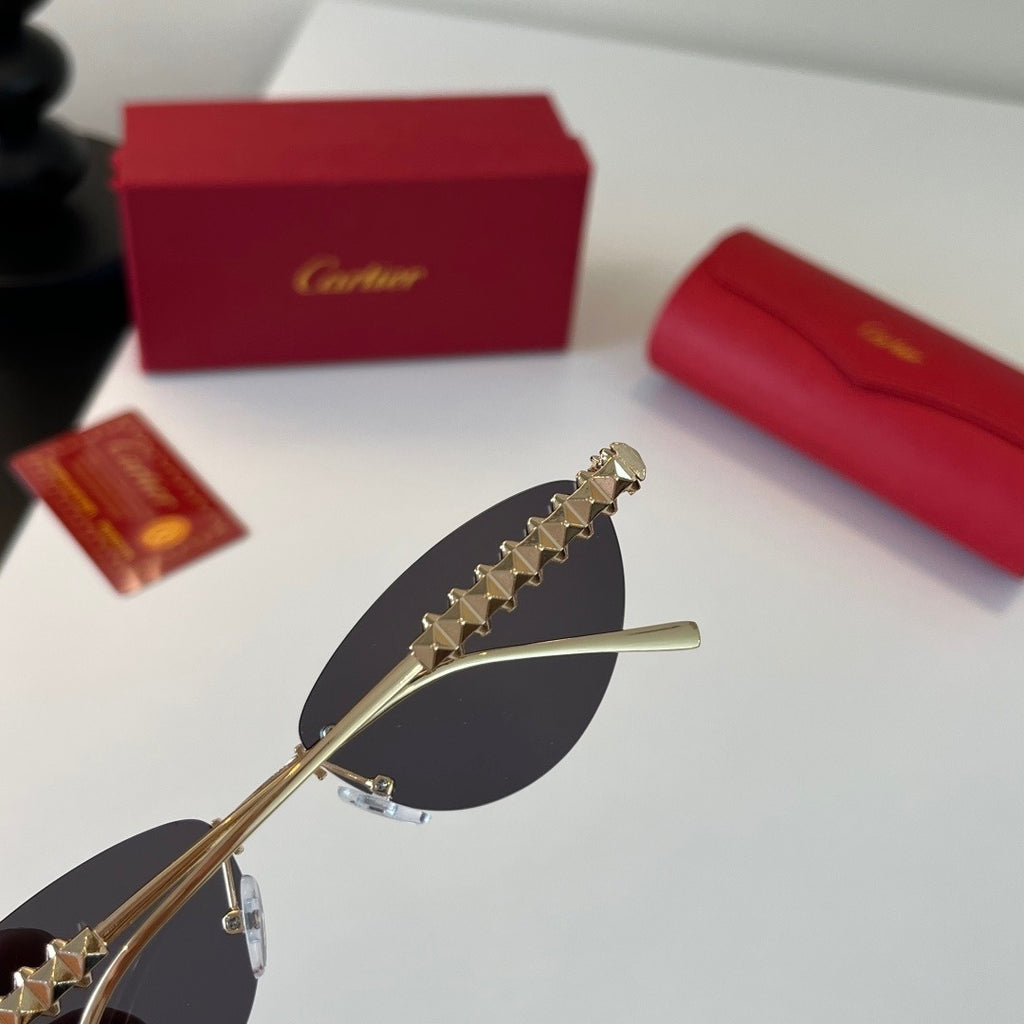 Cartier Lightweight Metal Rimless Silver Lens Sunglasses for Men & Wo - 465923 - detail image 7