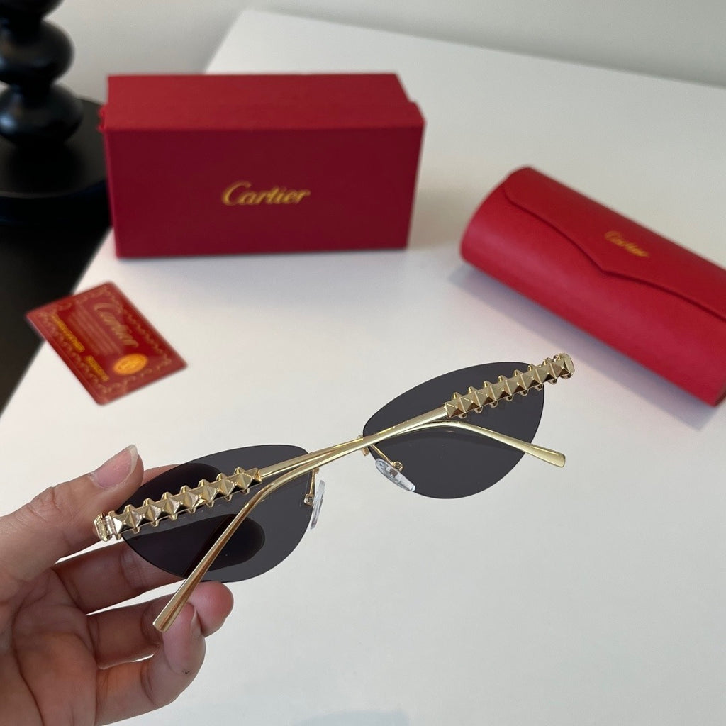 Cartier Lightweight Metal Rimless Silver Lens Sunglasses for Men & Wo - 465923 - detail image 8