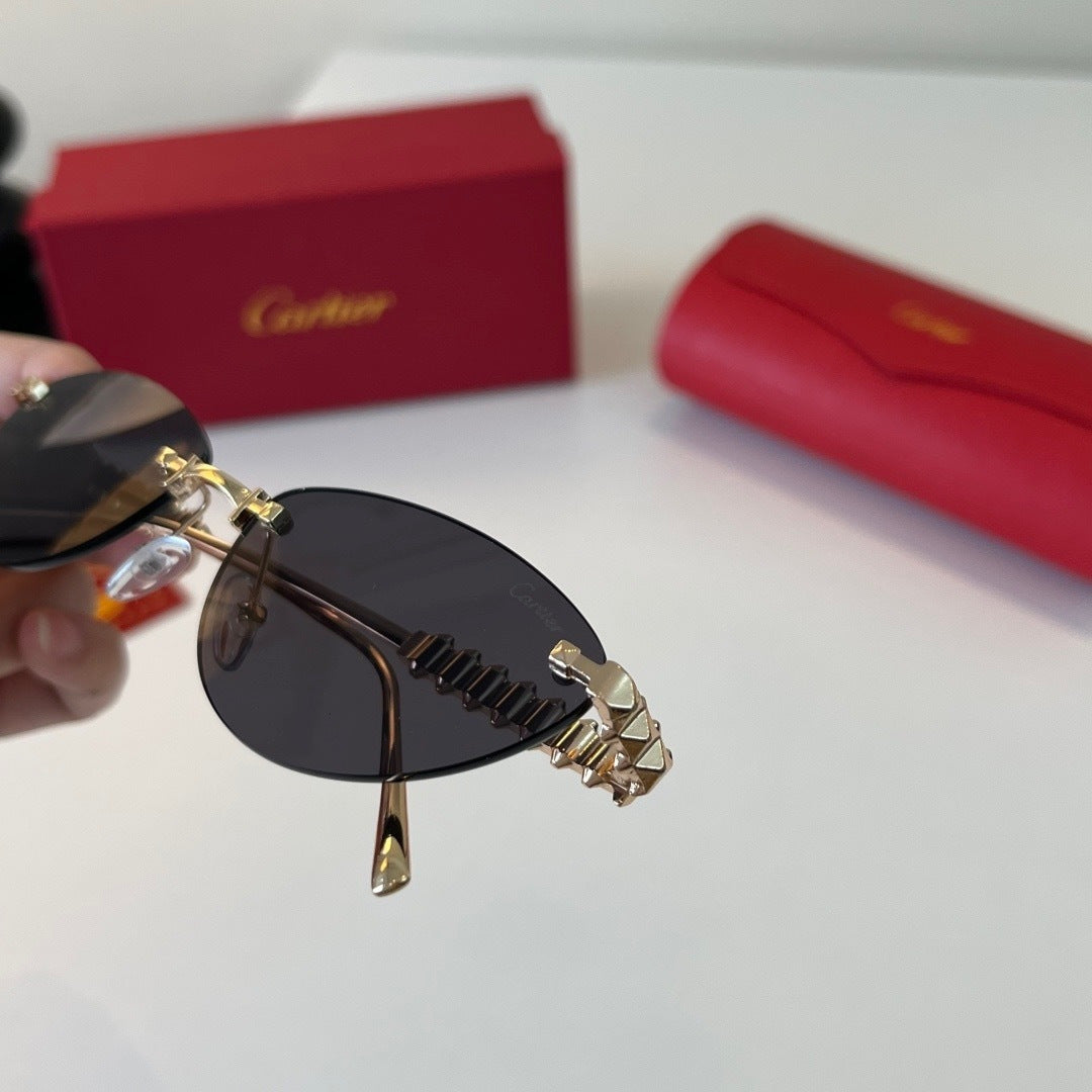 Cartier Lightweight Metal Rimless Silver Lens Sunglasses for Men & Wo - 465923 - detail image 6