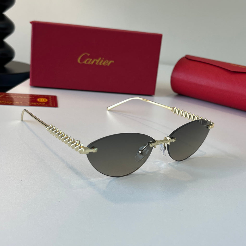 Cartier Lightweight Metal Rimless Silver Lens Sunglasses for Men & Wo - 465924