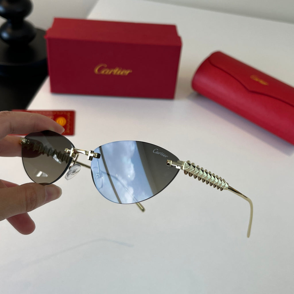 Cartier Lightweight Metal Rimless Silver Lens Sunglasses for Men & Wo - 465924 - detail image 8