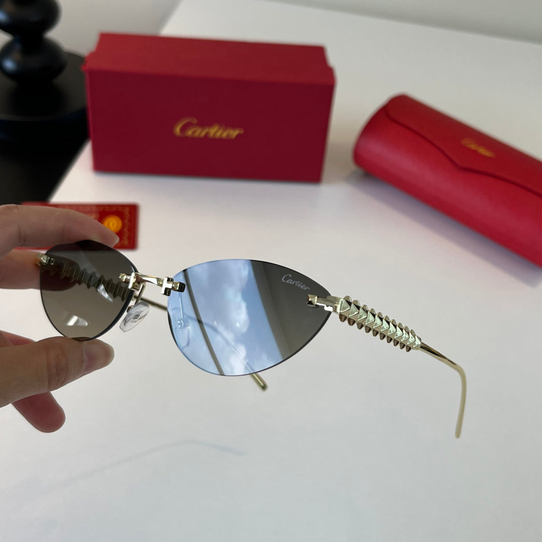 Cartier Lightweight Metal Rimless Silver Lens Sunglasses for Men & Wo - 465924 - detail image 8