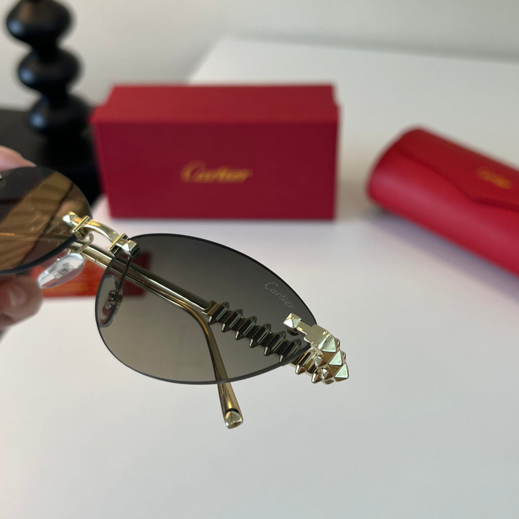 Cartier Lightweight Metal Rimless Silver Lens Sunglasses for Men & Wo - 465924 - detail image 6