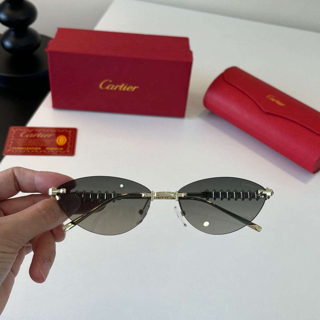 Cartier Lightweight Metal Rimless Silver Lens Sunglasses for Men & Wo - 465924 - detail image 5