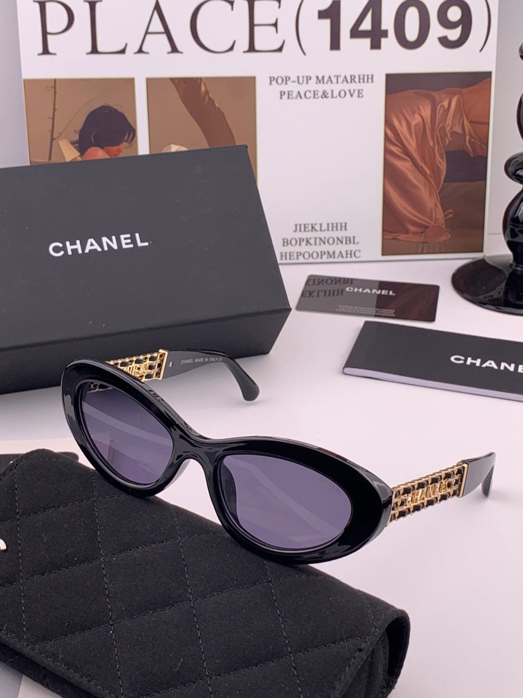 Chanel CH300 Polarized Square Gold Lens Sunglasses for Men & Women - 465222 - detail image 4
