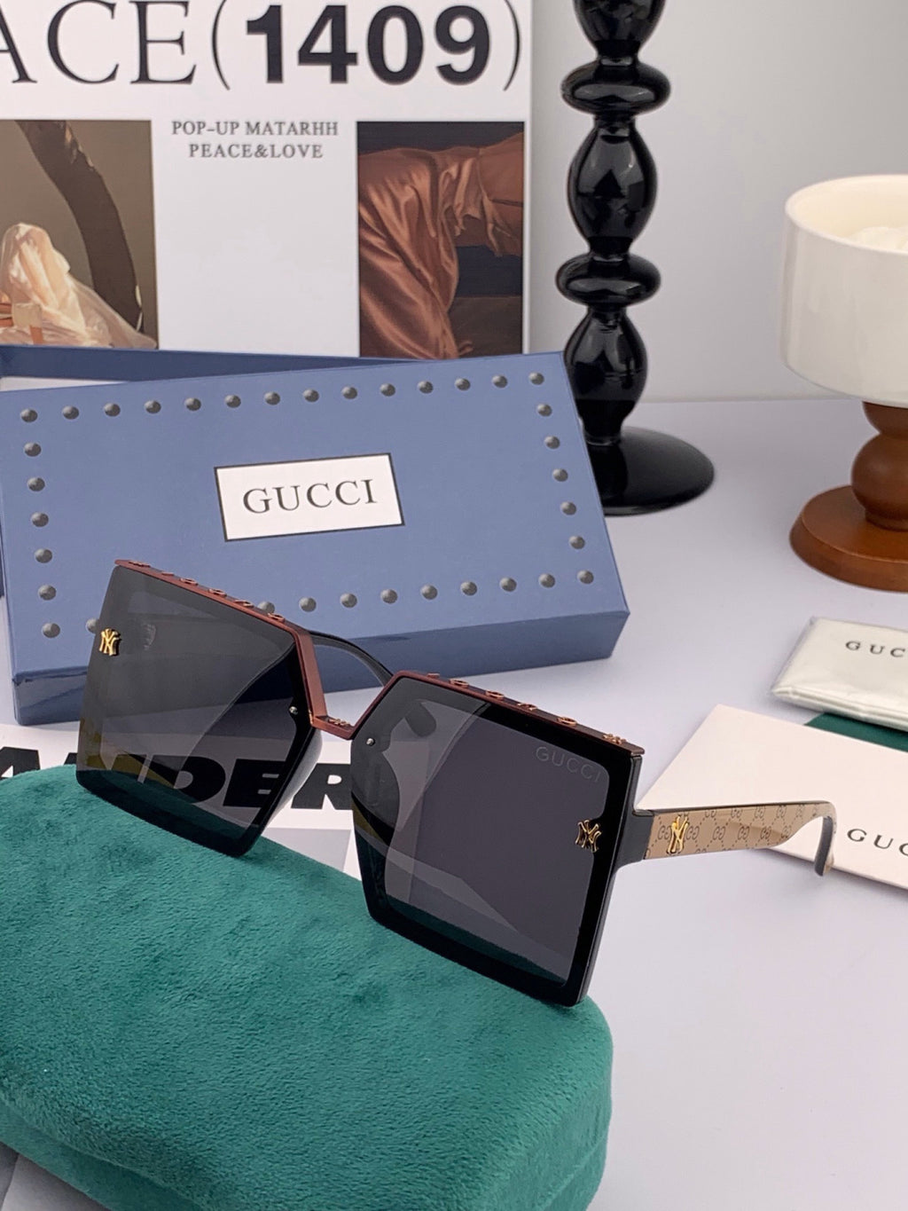 Gucci G50195 Polarized Square Green Lens Sunglasses for Men & Women - detail image 2