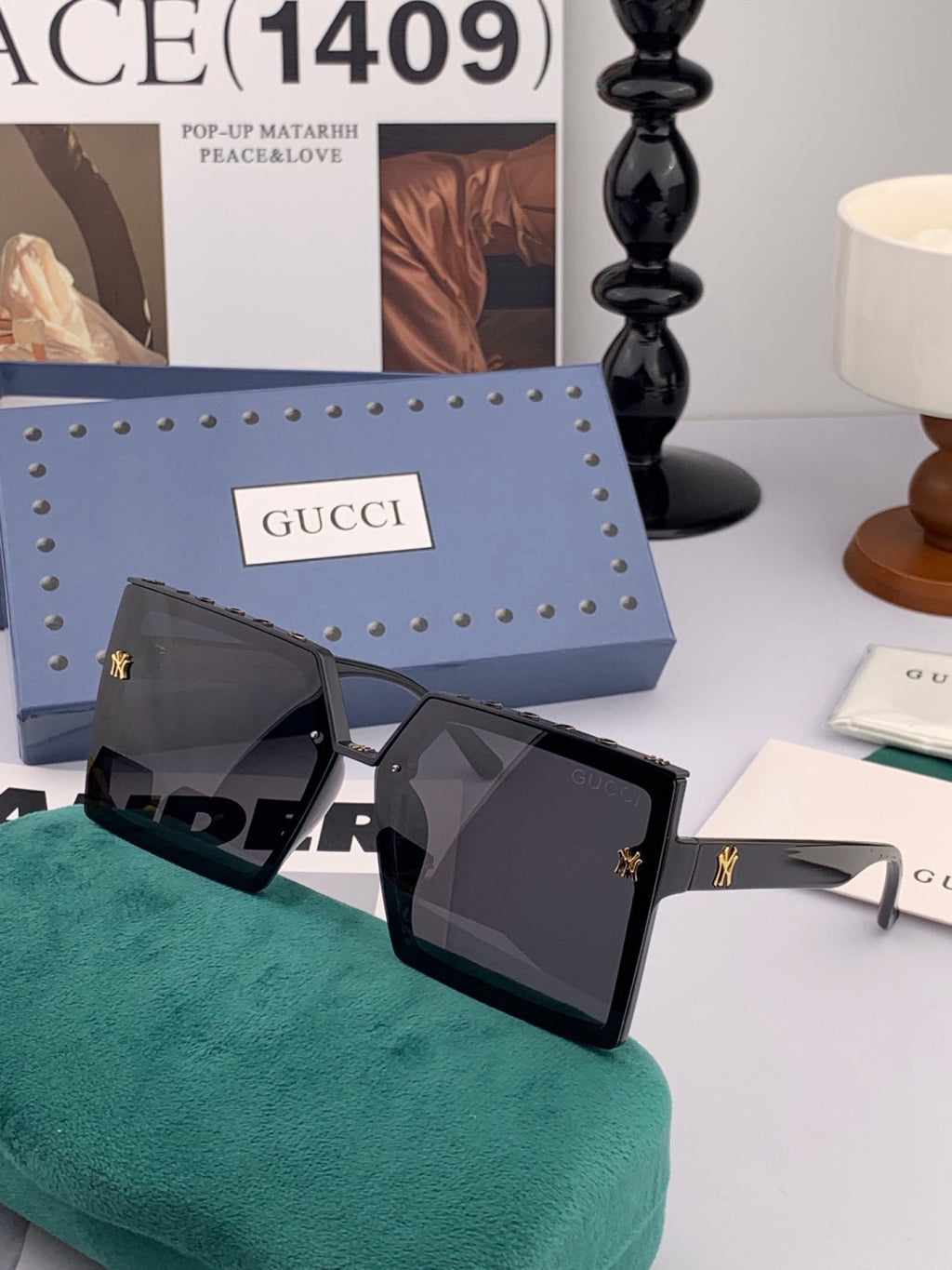 Gucci G50195 Polarized Square Green Lens Sunglasses for Men & Women - detail image 3