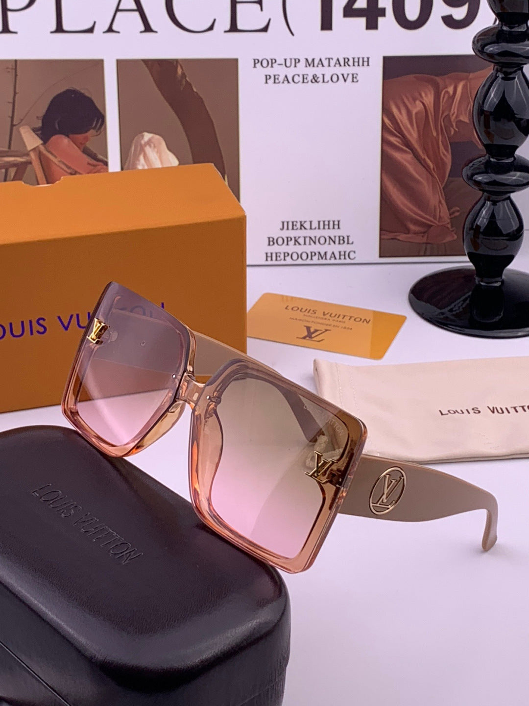 Louis Vuitton L8270 Square Black Lens Sunglasses for Men & Women - 464807 - detail image 2