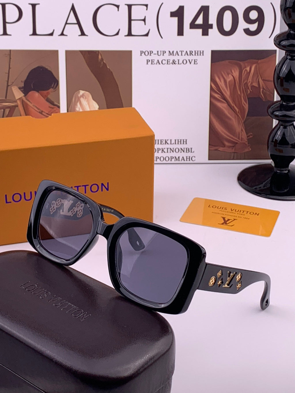 Louis Vuitton L47001 Square Gold Lens Sunglasses for Men & Women - detail image 2
