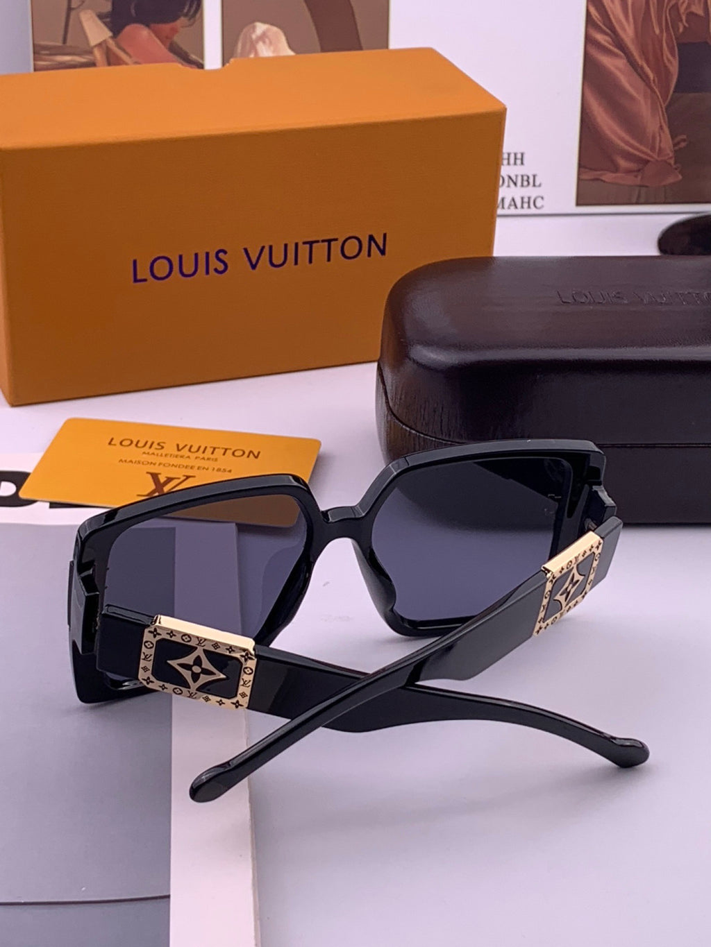 Louis Vuitton L97003 Square Black Lens Sunglasses for Men & Women - 464817 - detail image 6