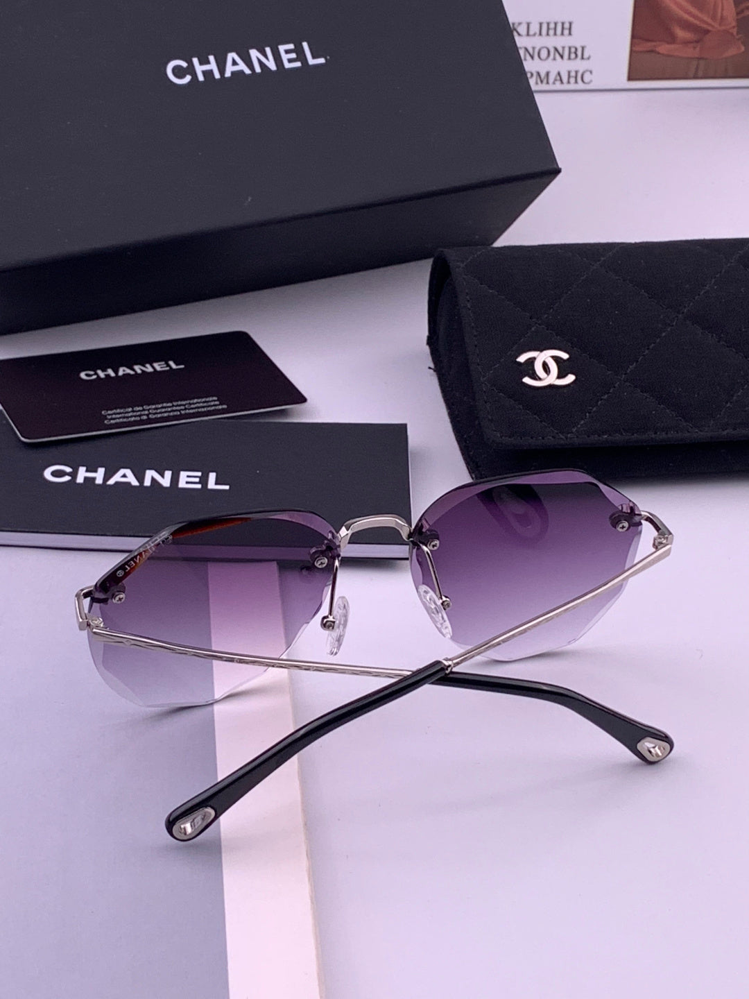 Chanel CH322 Lightweight Rimless Gold Lens Sunglasses for Women - 465027 - detail image 5