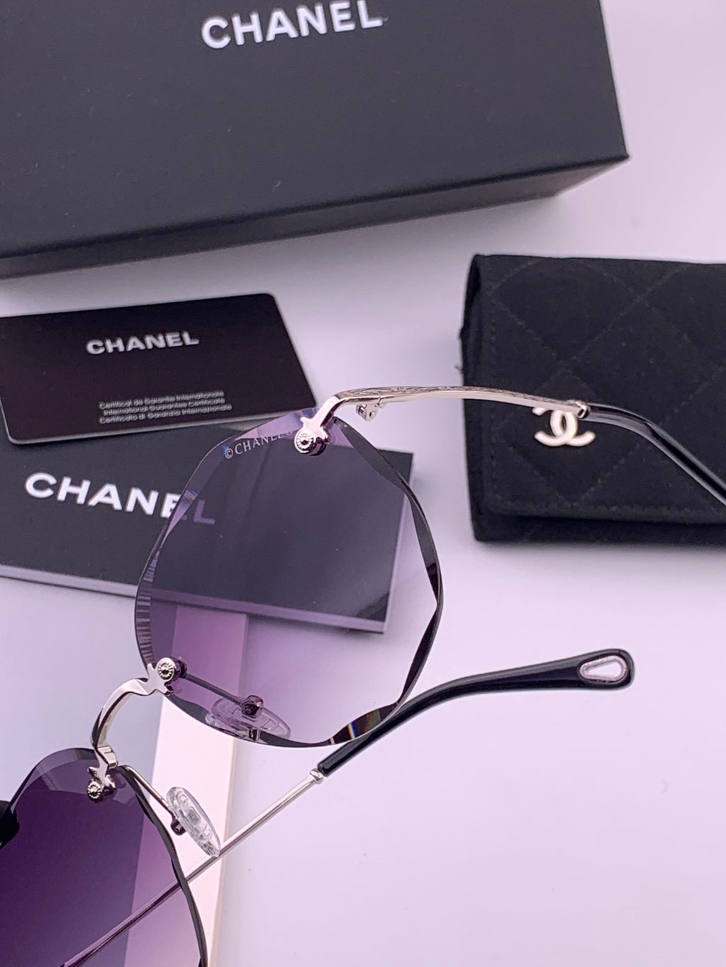 Chanel CH322 Lightweight Rimless Gold Lens Sunglasses for Women - 465027 - detail image 3