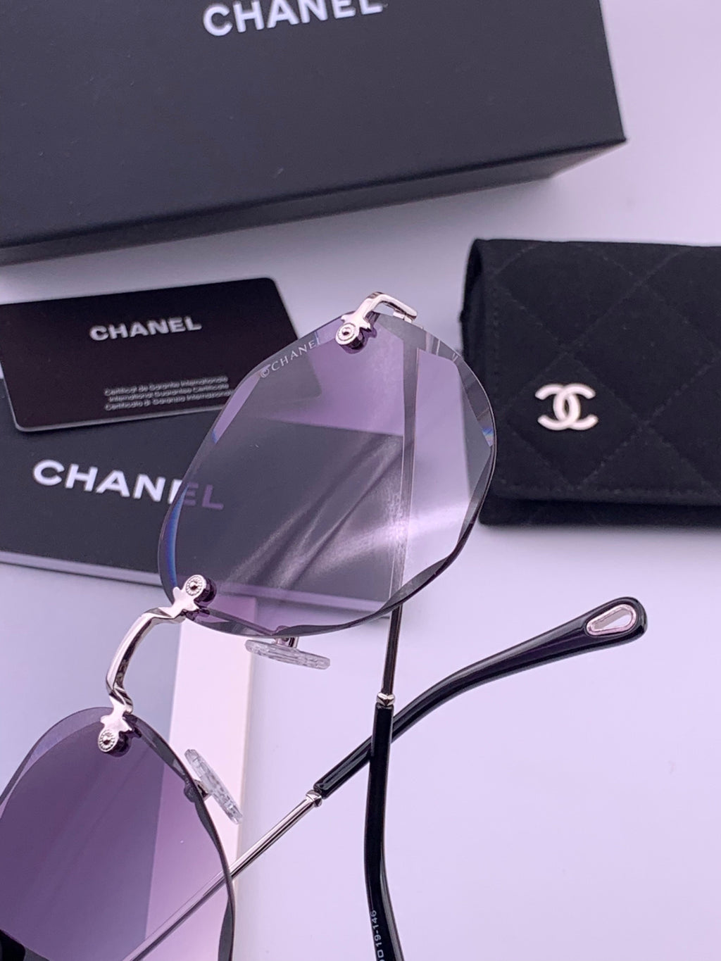 Chanel CH322 Lightweight Rimless Gold Lens Sunglasses for Women - 465027 - detail image 4