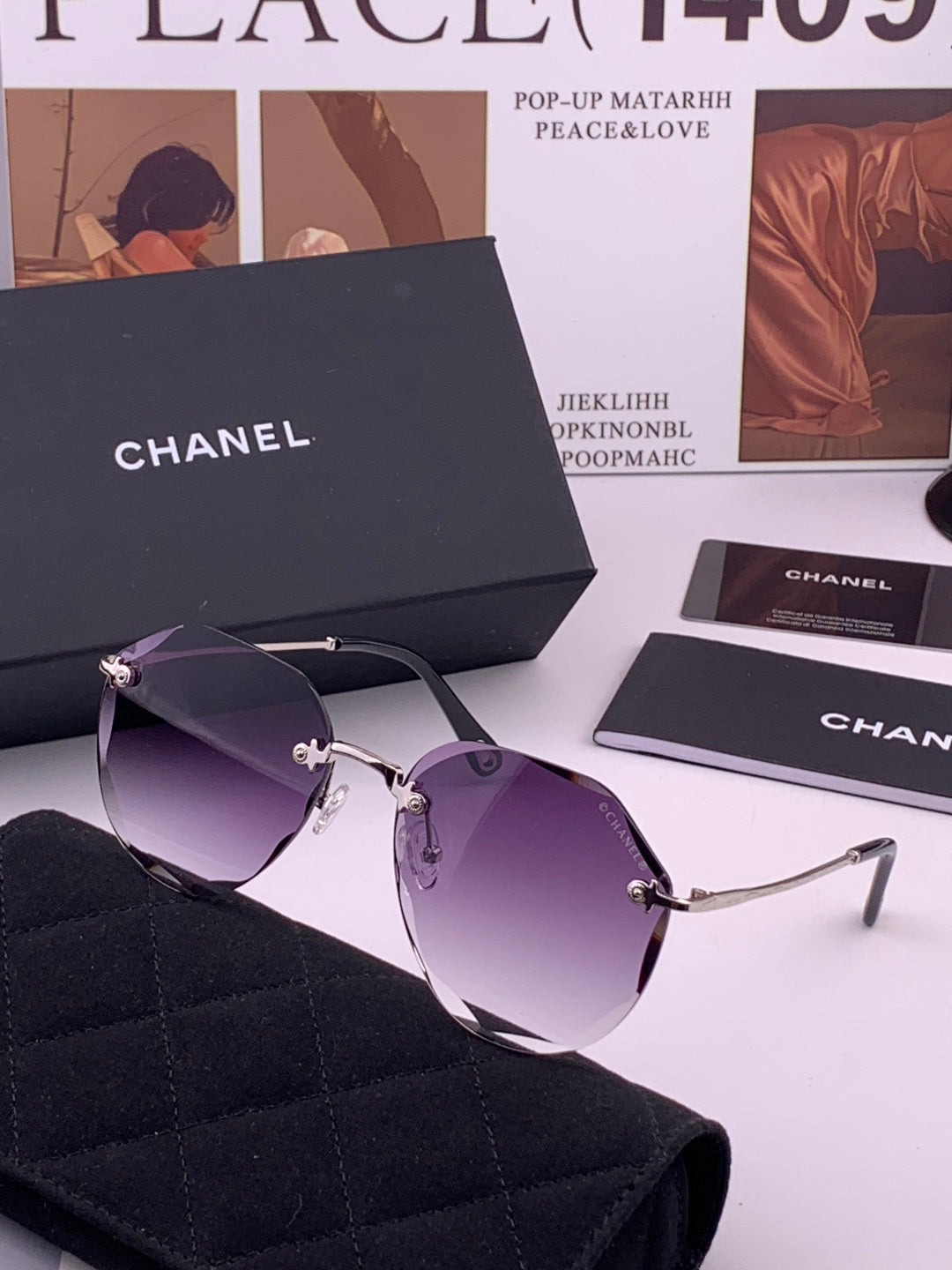 Chanel CH322 Lightweight Rimless Gold Lens Sunglasses for Women - 465027 - detail image 2
