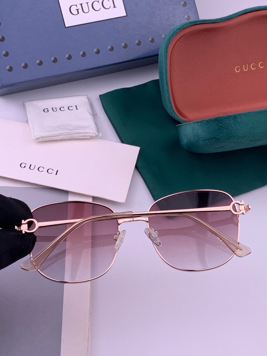 Gucci G35811 Metal Square Gold Lens Sunglasses for Men & Women - detail image 6