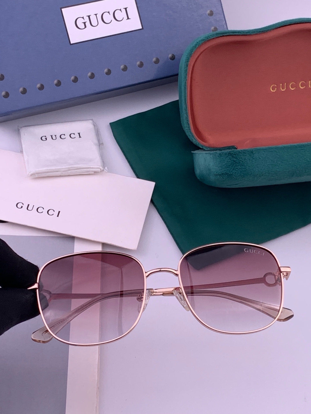 Gucci G35811 Metal Square Gold Lens Sunglasses for Men & Women