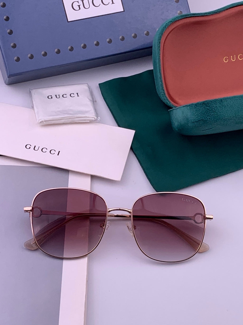 Gucci G35811 Metal Square Gold Lens Sunglasses for Men & Women - detail image 7