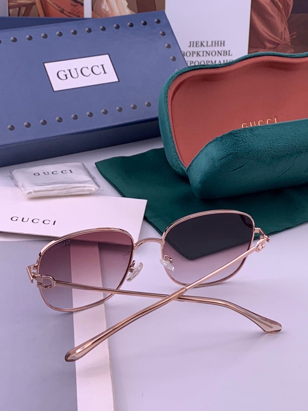 Gucci G35811 Metal Square Gold Lens Sunglasses for Men & Women - detail image 5