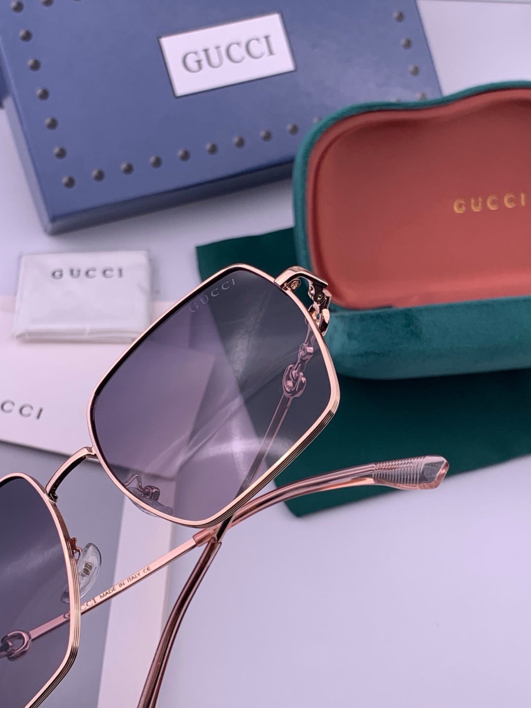 Gucci G5225 Square Brown Lens Sunglasses for Men & Women - detail image 6