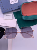 Gucci G5225 Square Brown Lens Sunglasses for Men & Women