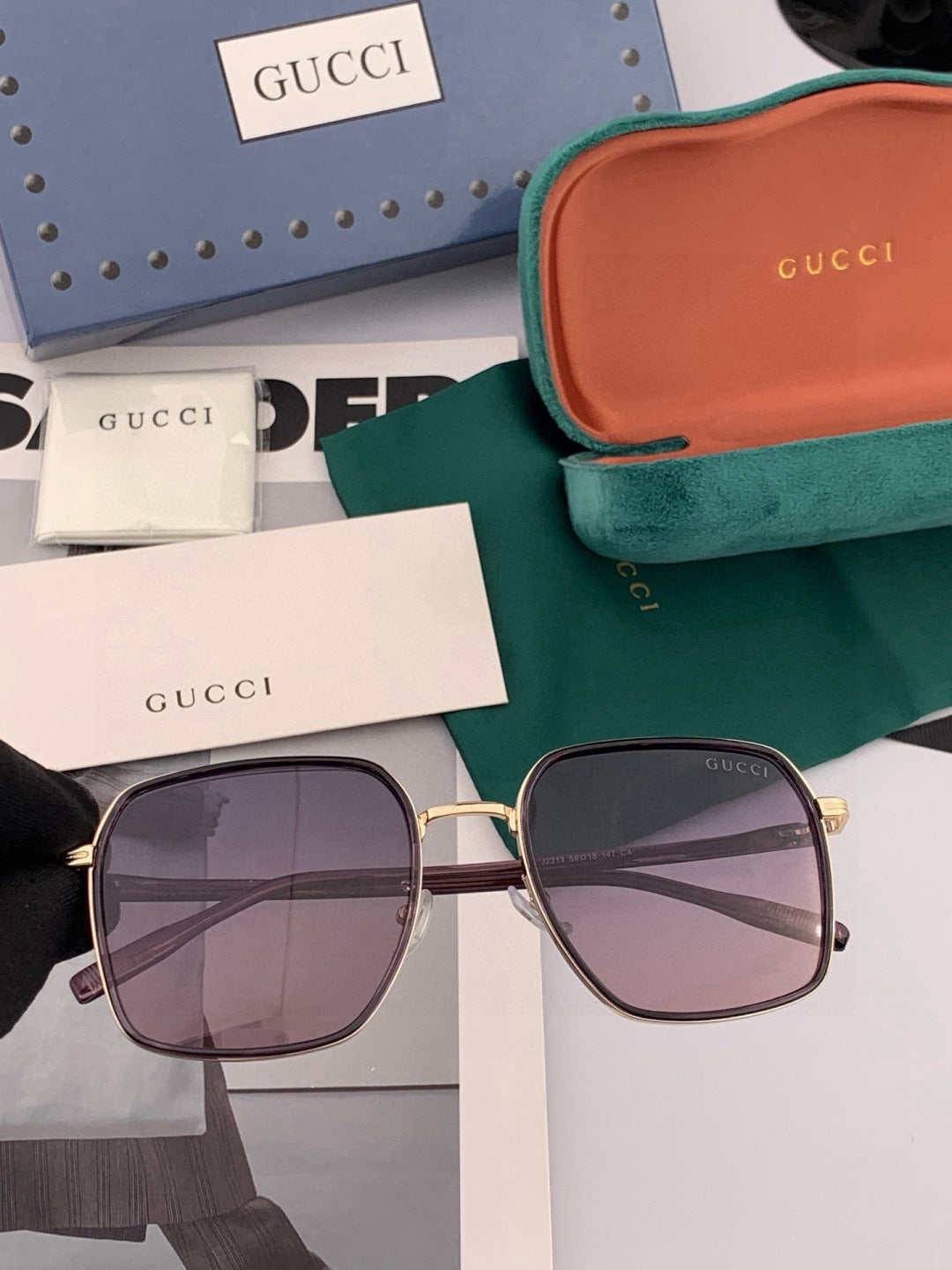 Gucci G1323 Polarized Square Black Lens Sunglasses for Men & Women - detail image 2