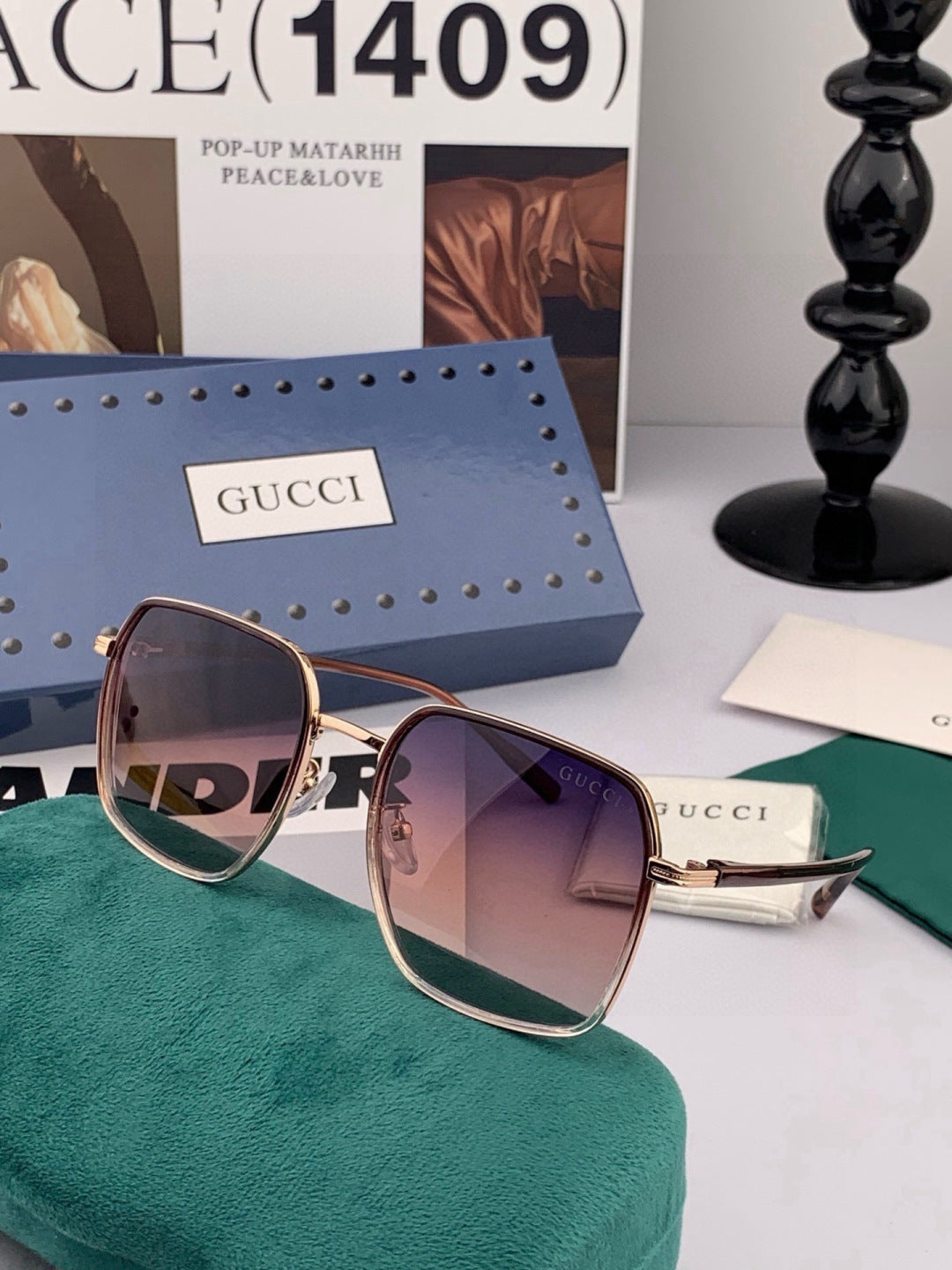 Gucci G1323 Polarized Square Black Lens Sunglasses for Men & Women - detail image 3