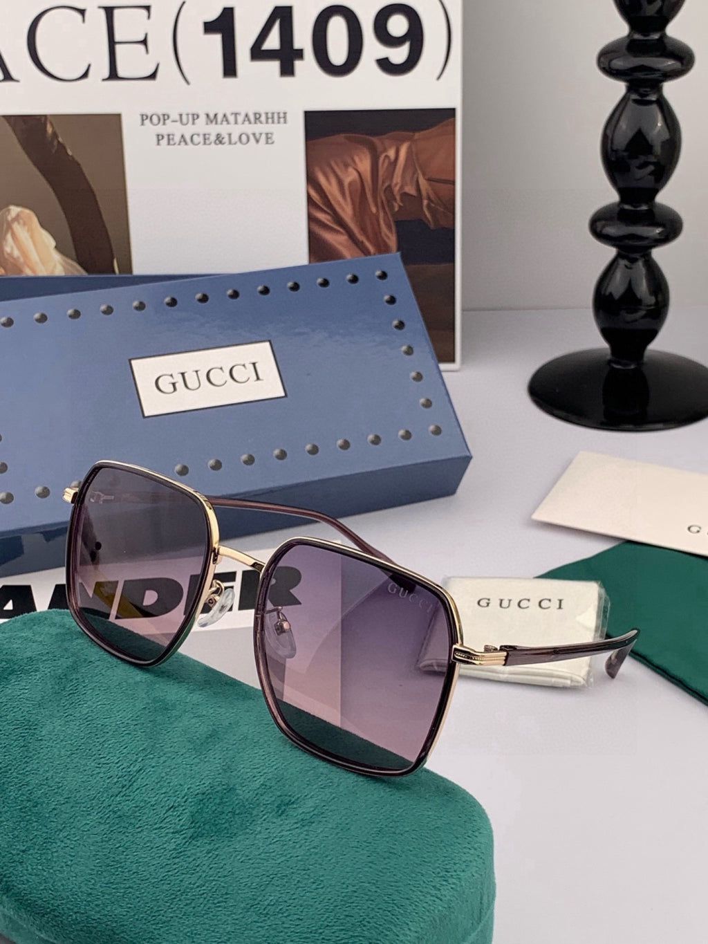 Gucci G1323 Polarized Square Black Lens Sunglasses for Men & Women - detail image 4