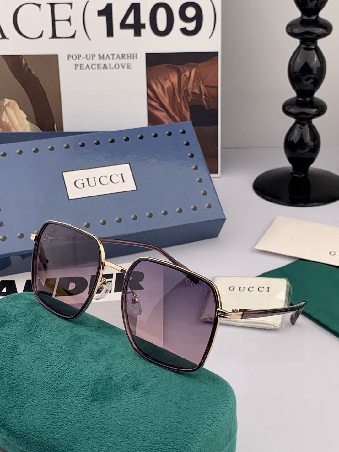 Gucci G1323 Polarized Square Black Lens Sunglasses for Men & Women - detail image 4
