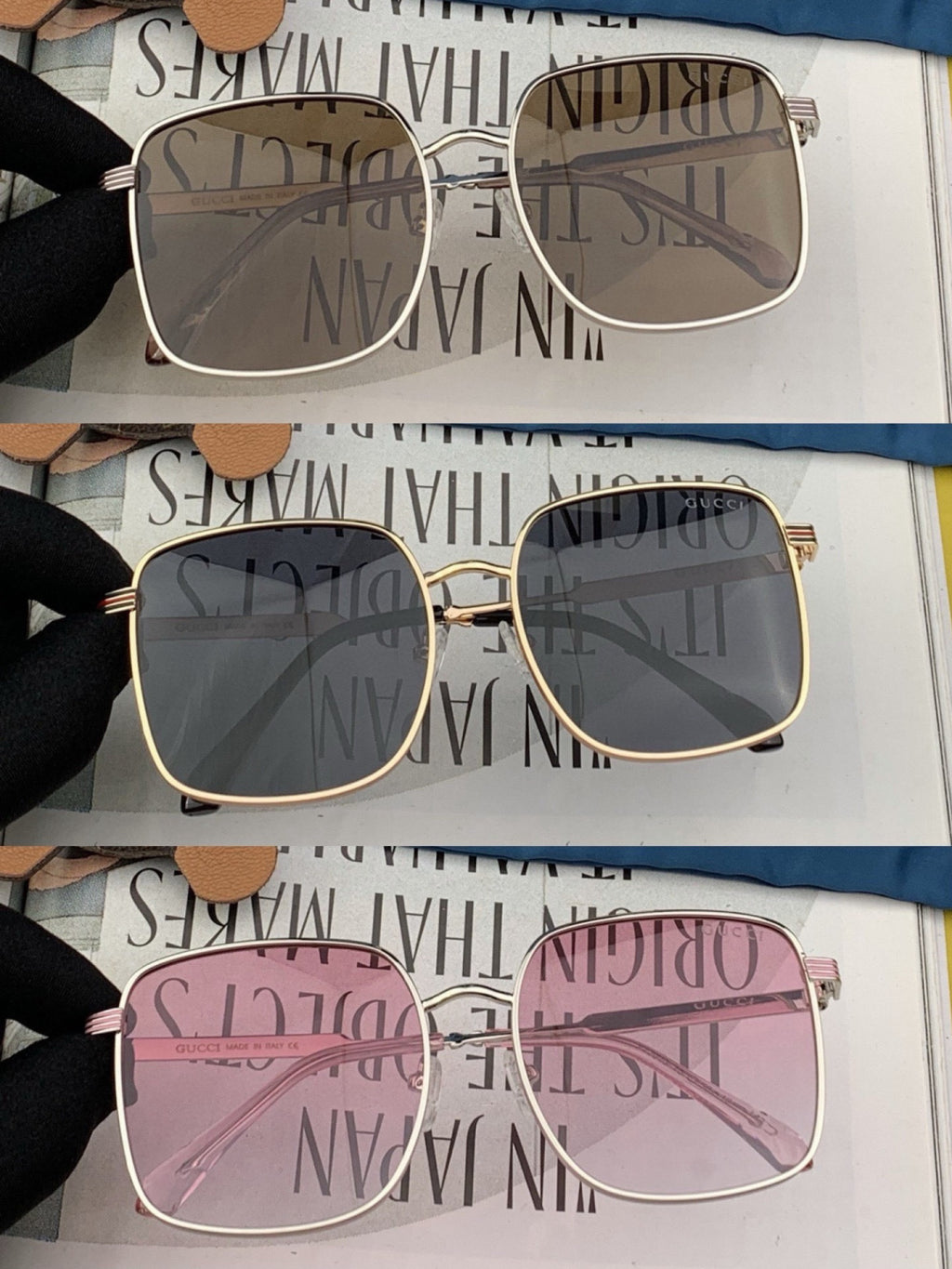 Gucci G3145 Metal Square Red Lens Sunglasses for Men & Women - 465011 - detail image 3