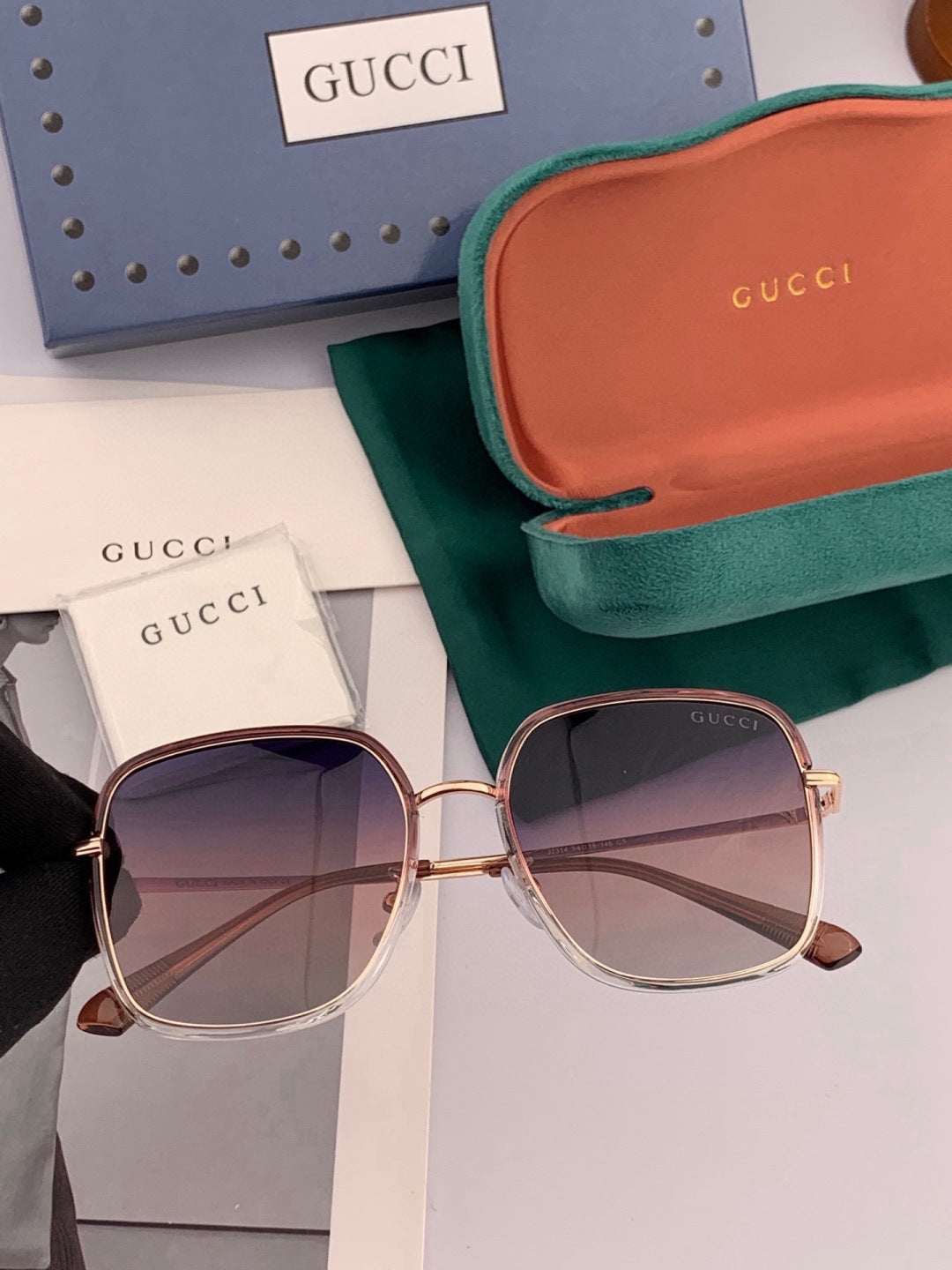 Gucci G3145 Metal Square Black Lens Sunglasses for Men & Women - detail image 2