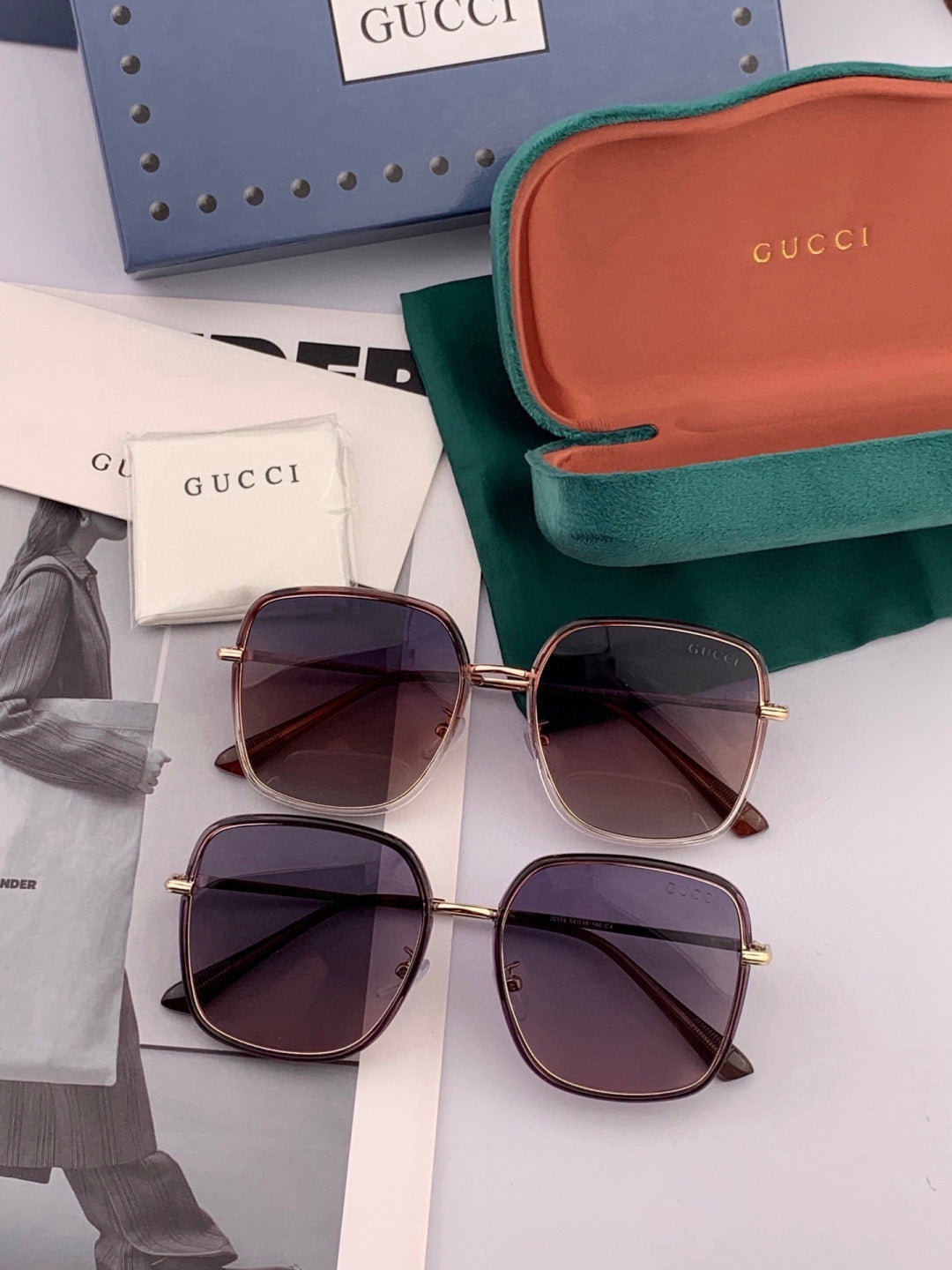 Gucci G3145 Metal Square Black Lens Sunglasses for Men & Women - detail image 7