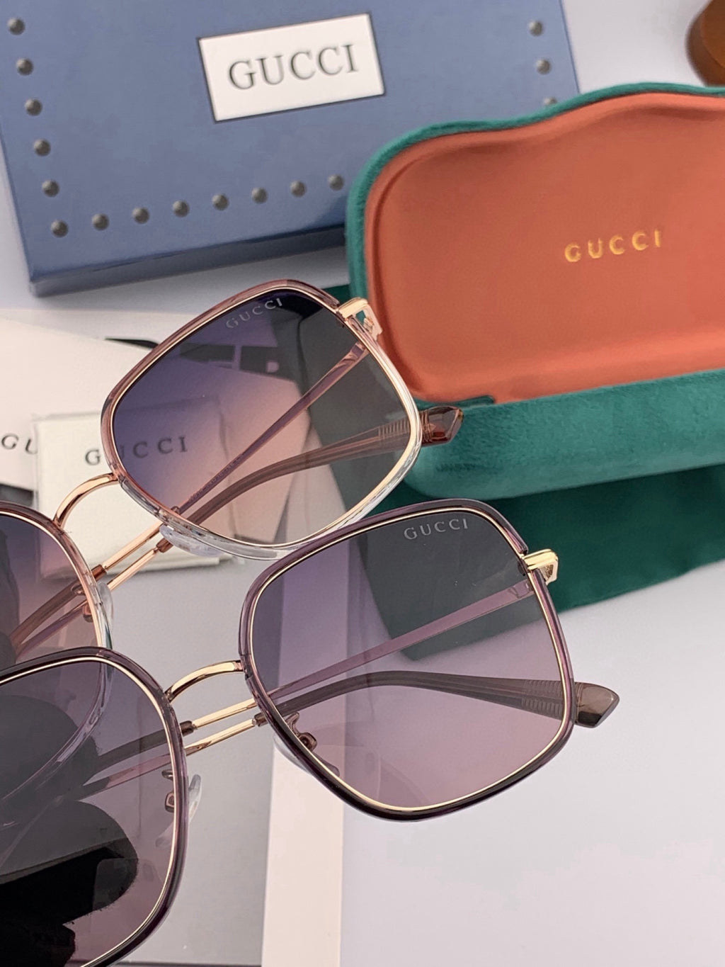 Gucci G3145 Metal Square Black Lens Sunglasses for Men & Women - detail image 5