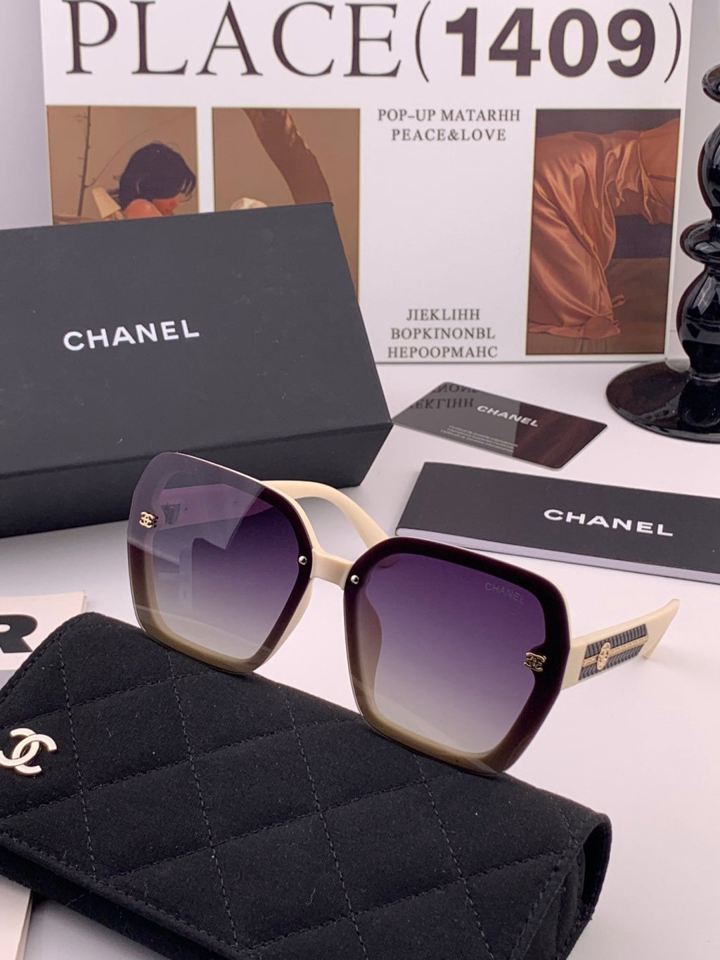 Chanel CH8519 Polarized Square Brown Lens Sunglasses for Women - detail image 2