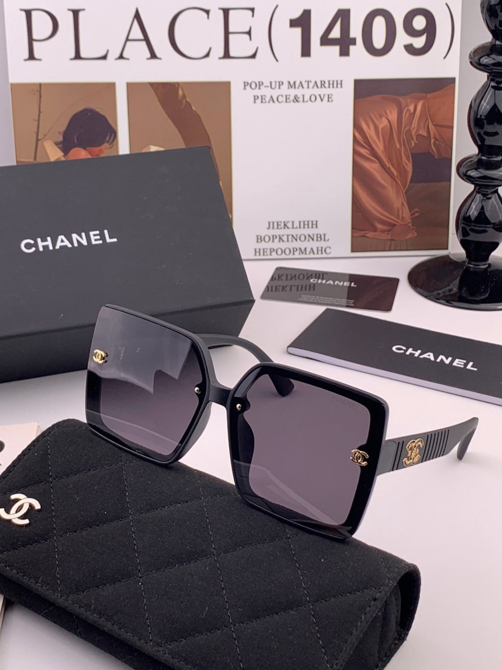 Chanel CH1825 Polarized Square Black Lens Sunglasses for Women - detail image 2