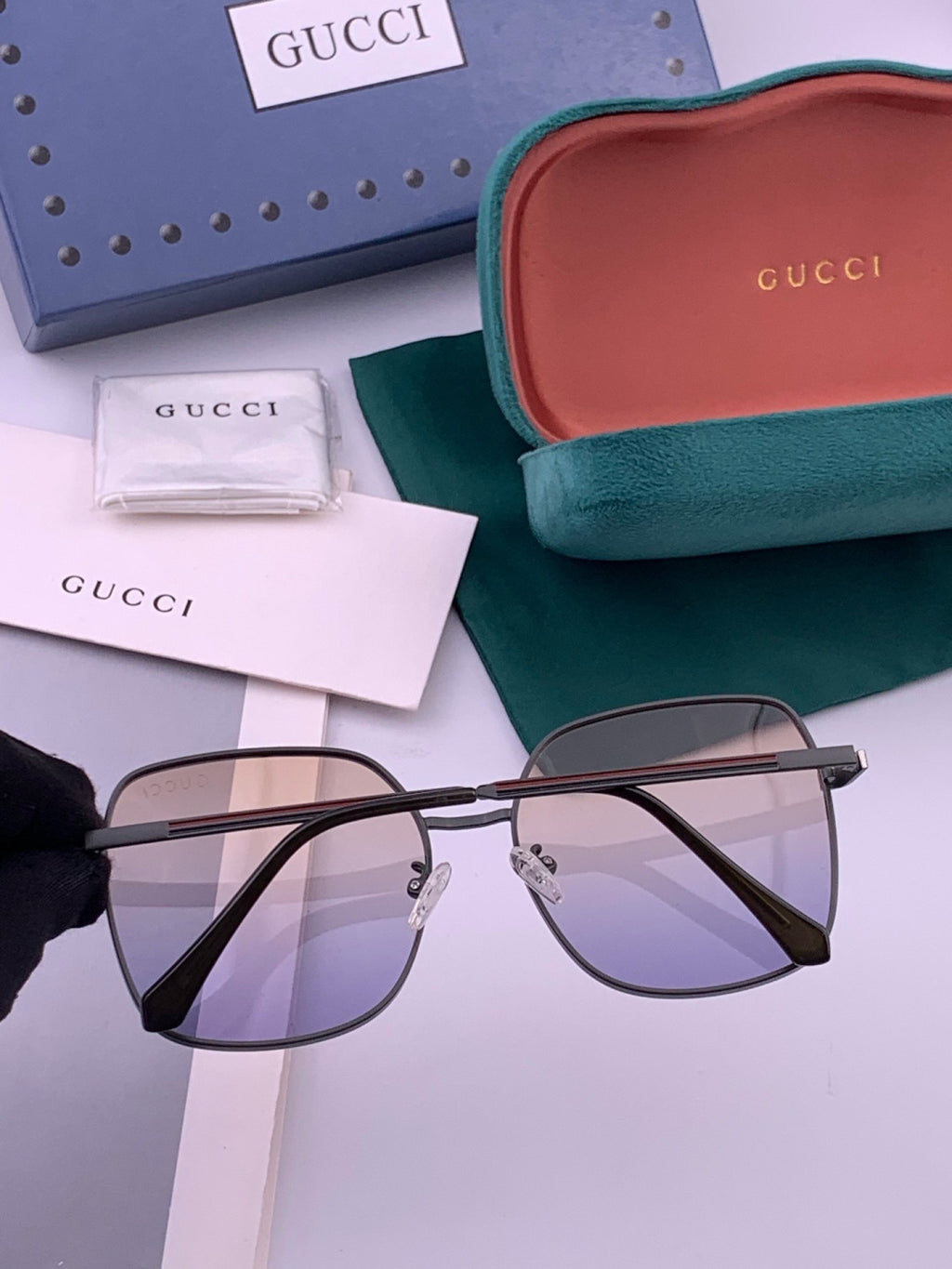 Gucci G22201 Metal Fashion Red Lens Sunglasses for Men & Women - detail image 6