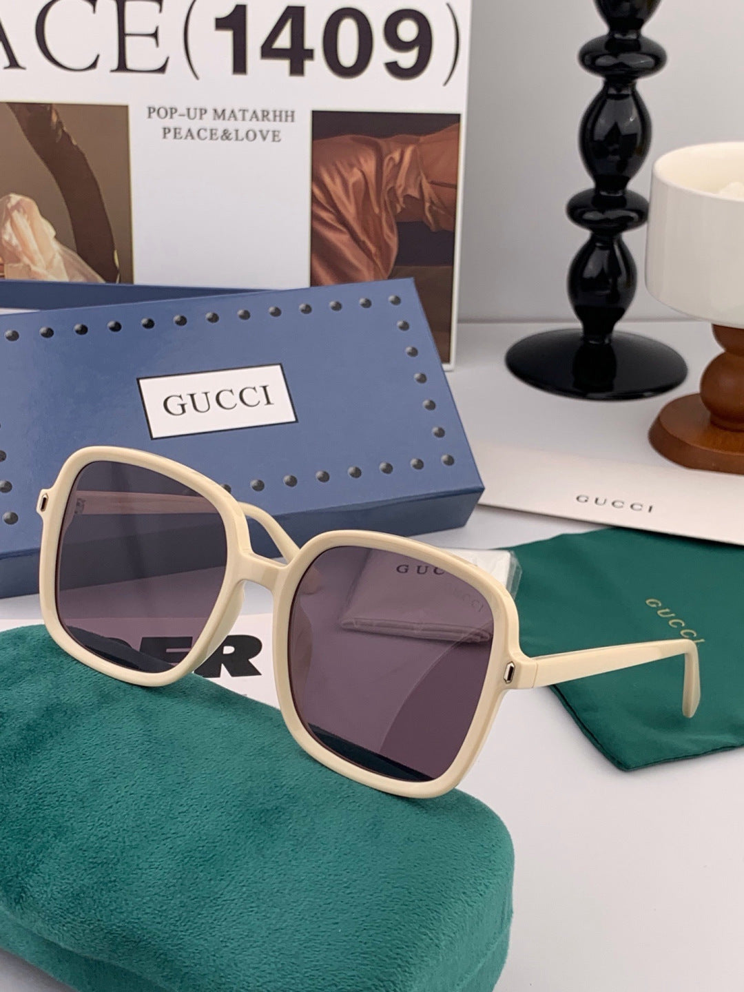 Gucci G5107 Square Red Lens Sunglasses for Men & Women - detail image 2