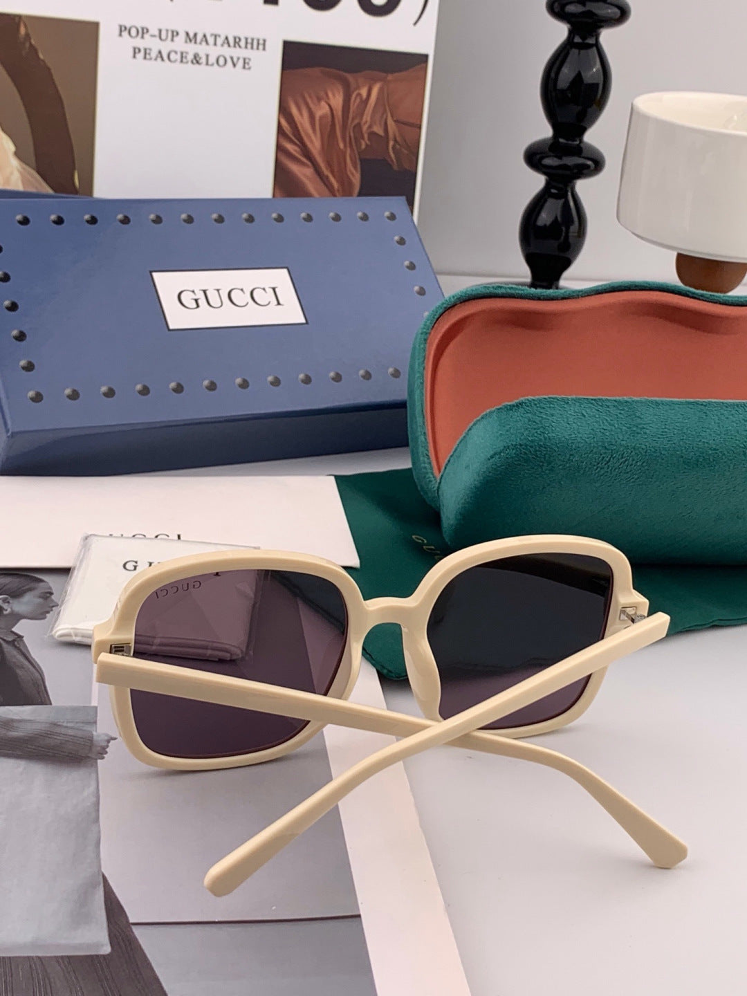 Gucci G5107 Square Red Lens Sunglasses for Men & Women - detail image 3
