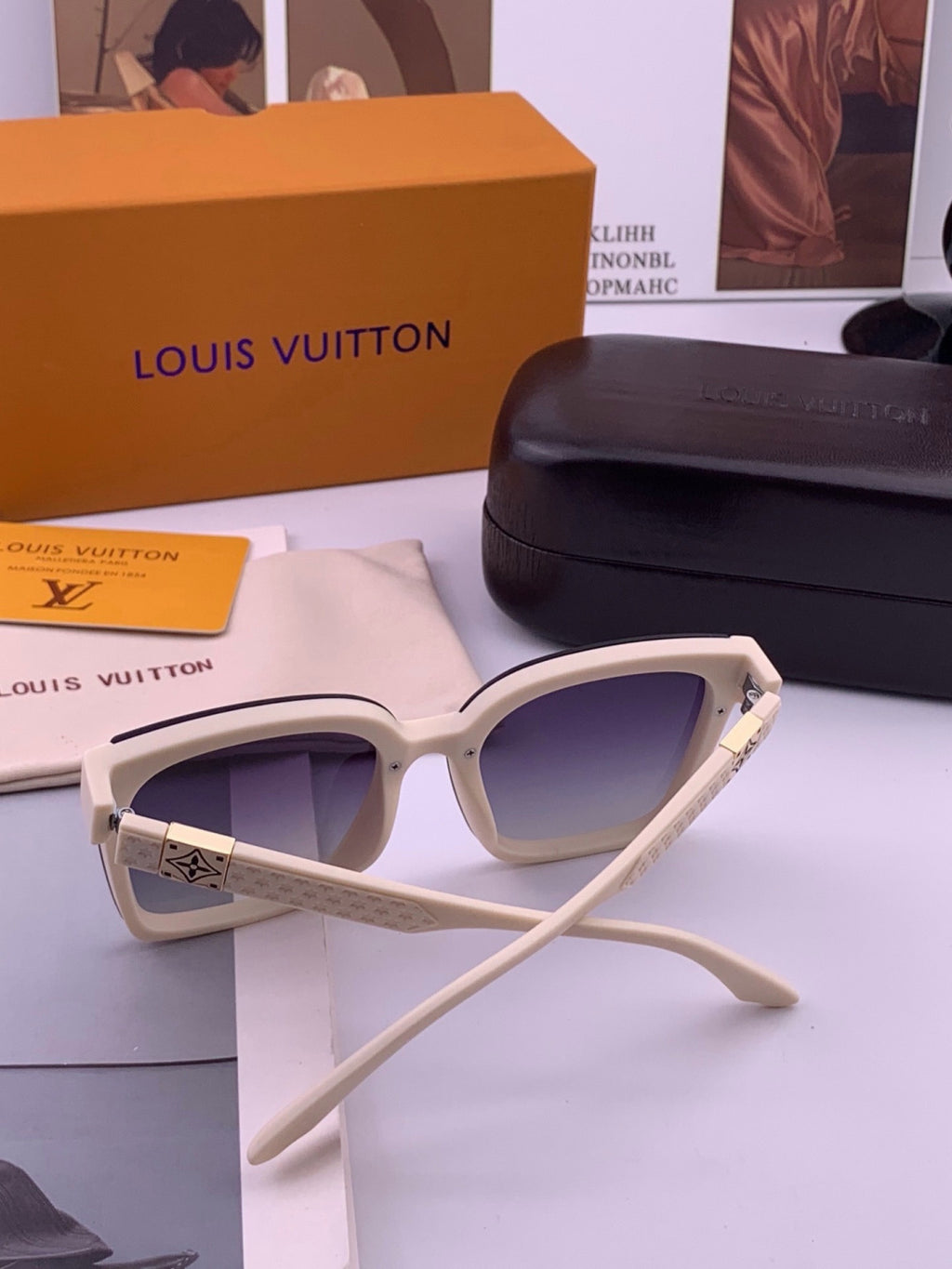 Louis Vuitton L1765 Polarized Square Gold Lens Sunglasses for Men & Women - detail image 2