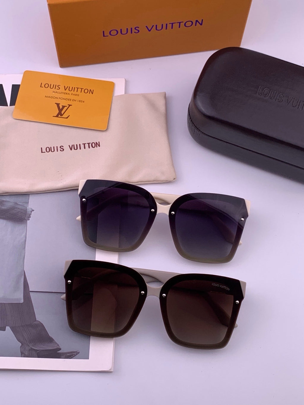 Louis Vuitton L1765 Polarized Square Gold Lens Sunglasses for Men & Women - detail image 4