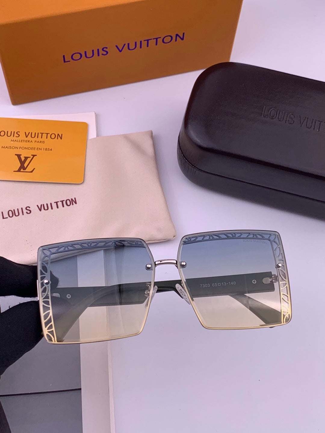 Louis Vuitton L3730 Square Gold Lens Sunglasses for Men & Women
