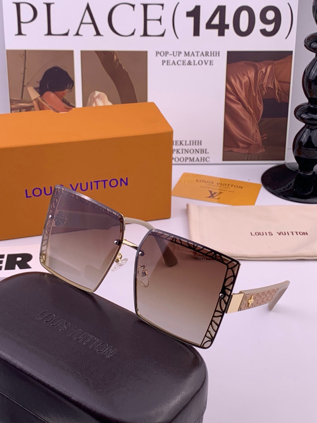 Louis Vuitton L3730 Square Gold Lens Sunglasses for Men & Women - detail image 4