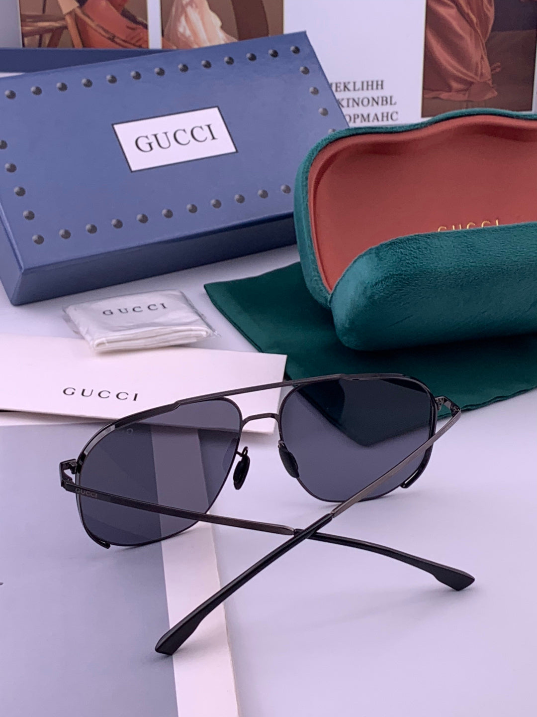 Gucci G0227 Polarized Aviator Gold Lens Sunglasses for Men - 464991 - detail image 5