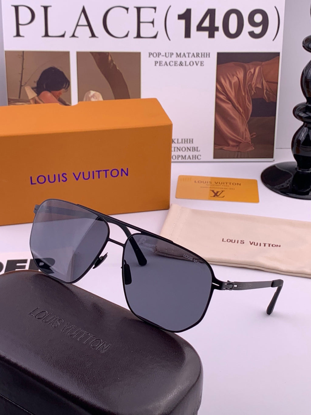 Louis Vuitton L6229 Polarized Aviator Gold Lens Sunglasses for Men - detail image 3