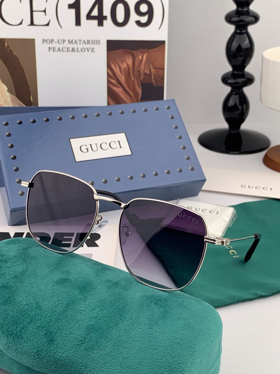 Gucci G6162 Polarized Oversized Black Lens Sunglasses for Men & Women - 464919 - detail image 3