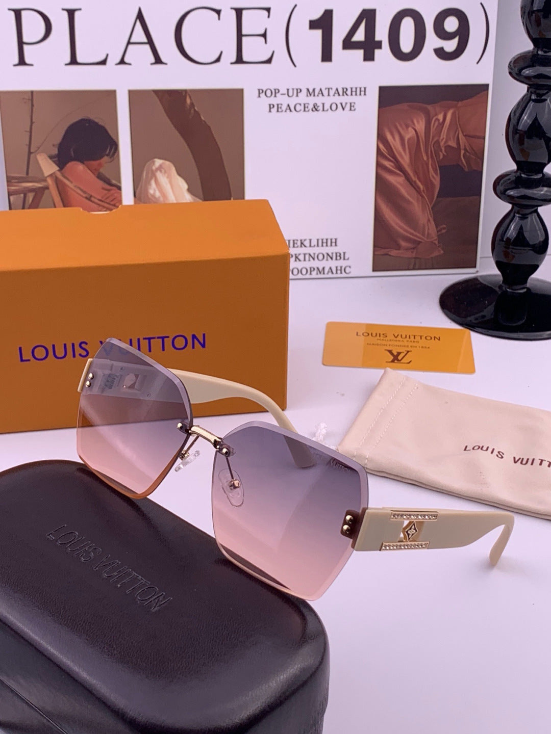 Louis Vuitton L9261 Square Gold Lens Sunglasses for Men & Women - 464705 - detail image 2