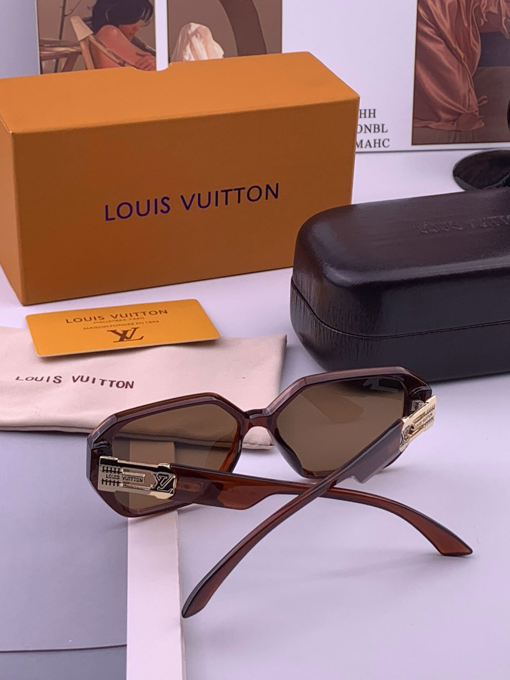 Louis Vuitton L17001 Square Black Lens Sunglasses for Women - 464711 - detail image 6
