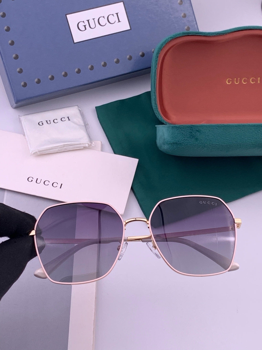 Gucci G5826 Metal Square Black Lens Sunglasses for Men & Women - 464909