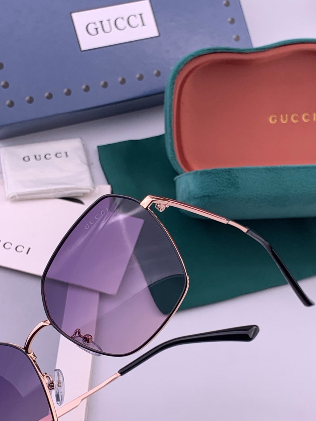 Gucci G5826 Metal Square Purple Lens Sunglasses for Men & Women - 464910 - detail image 3